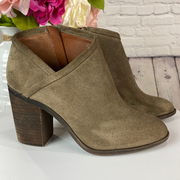 🍀 LUCKY BRAND Brown Suede High Heel Zip Up Boot - Picture 6 of 17